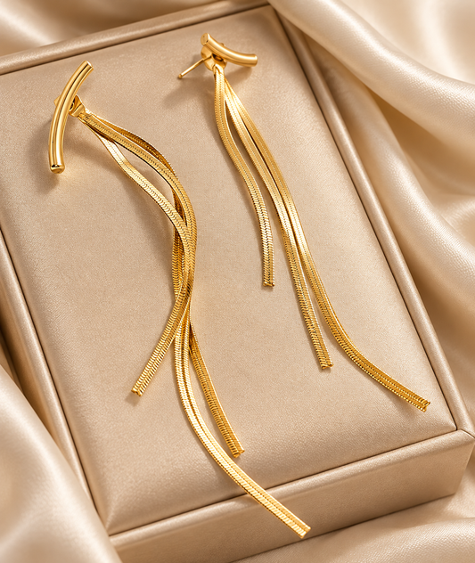 Aretes Ráfaga Dorada ✨ | Largos, Minimalistas y Elegantes
