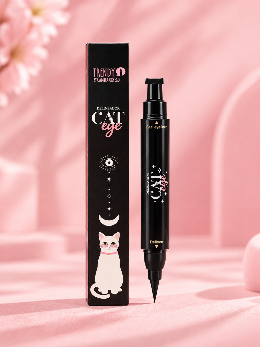 Delineador Doble Punta Cat Eye Negro Larga Duración | Trendy